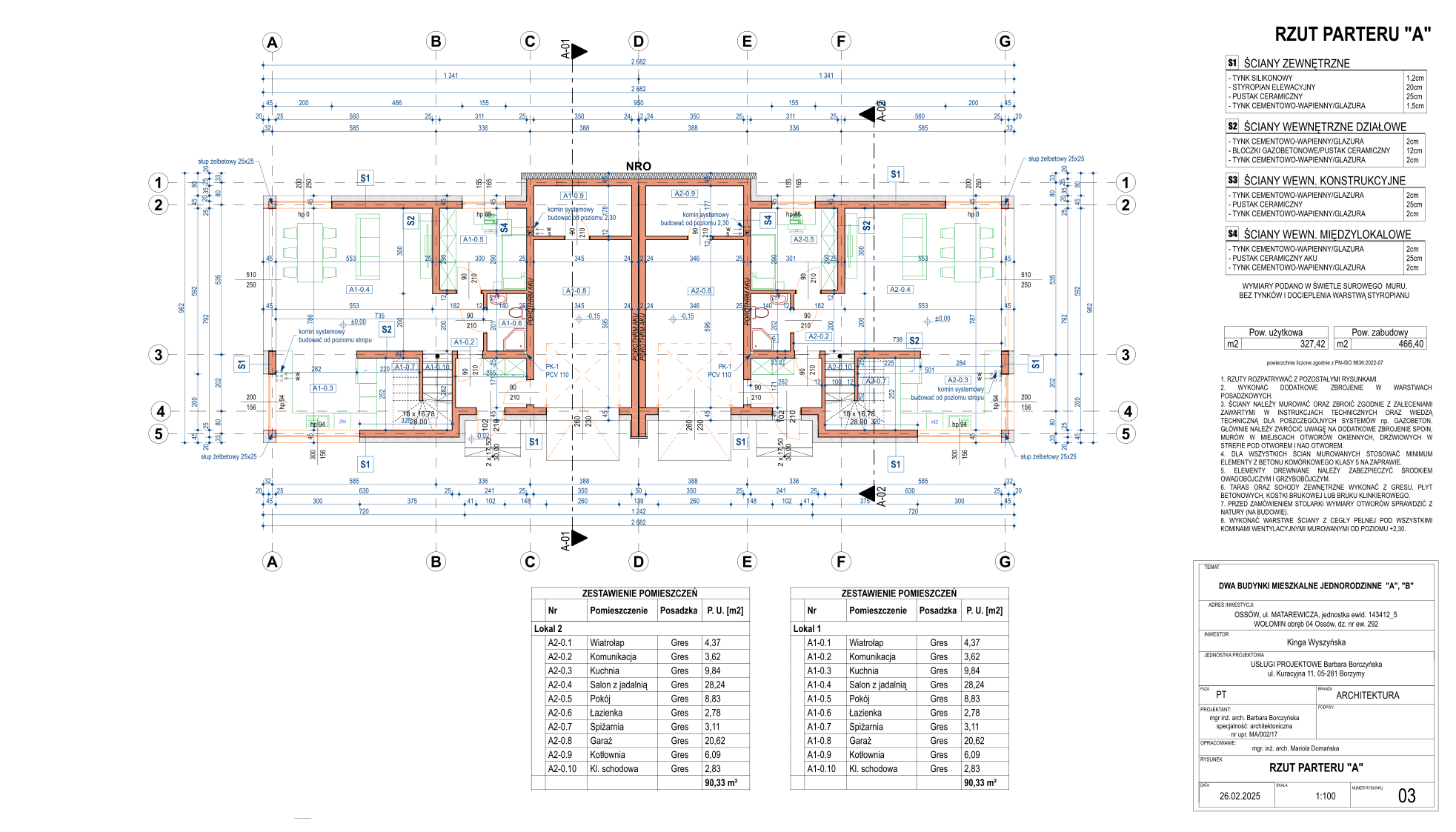 Rzut parteru budynku A