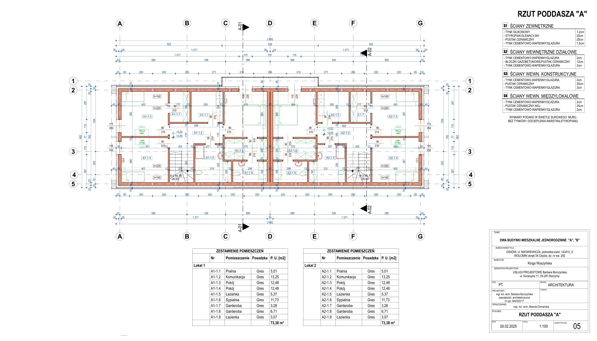 Rzut poddasza budynku A